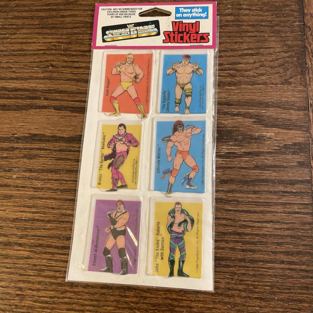 1989 Titan Sports WWF SUPERSTARS VINYL STICKERS Pack New Nos